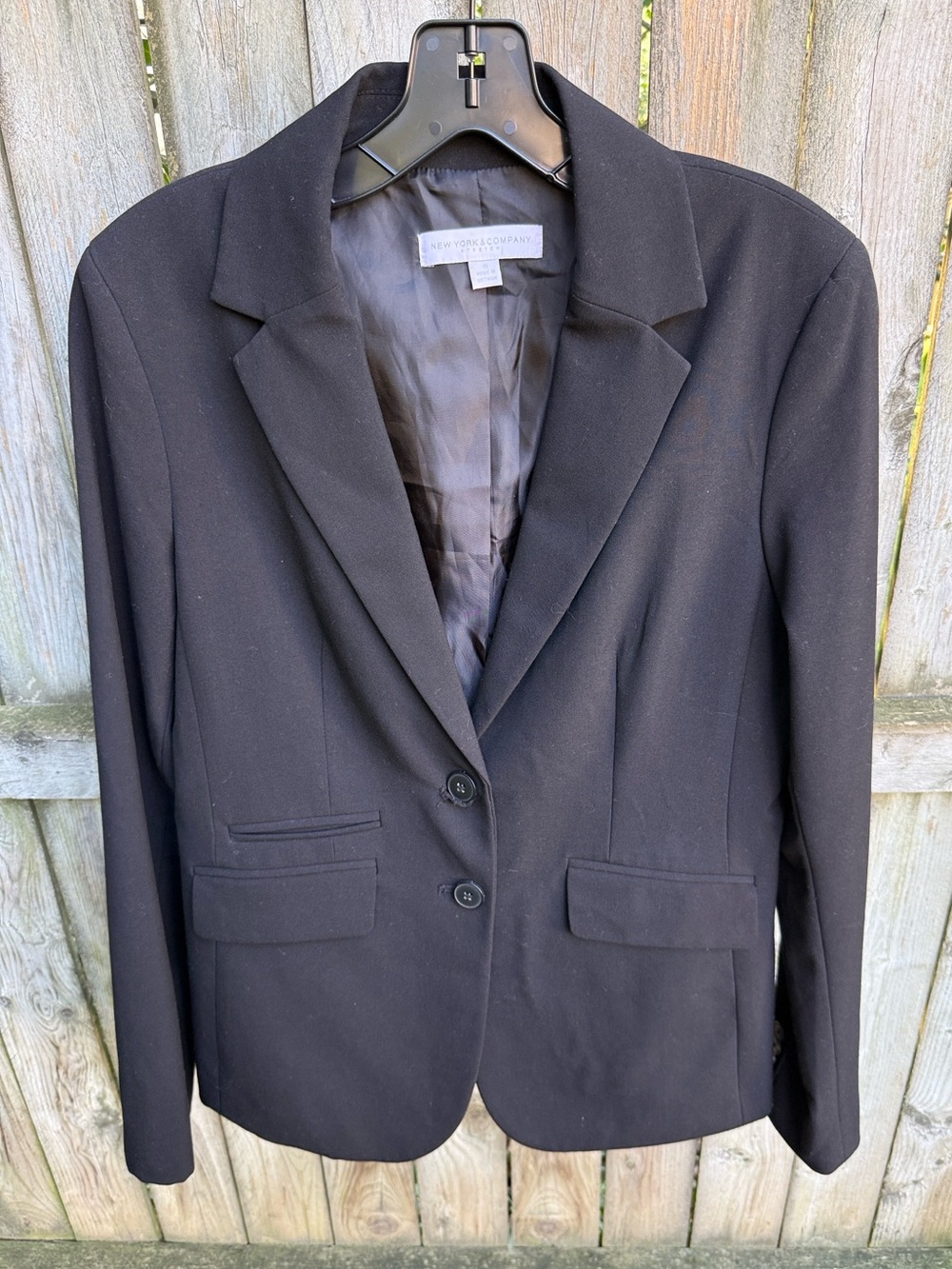 New York & Company Stretch Notch Lapel Black Blazer Jacket 2 button 10